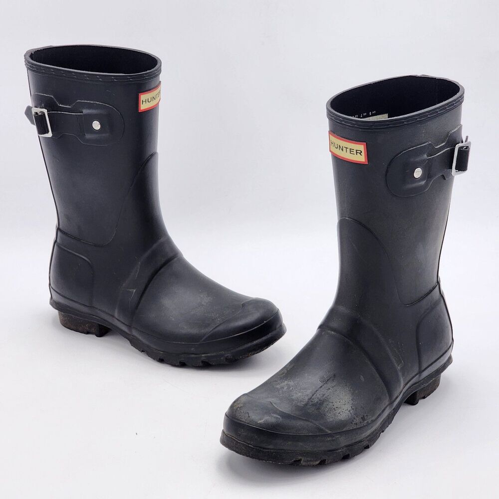 Hunter Original Short Rain Boots Rubber Waterproof Wellington Boots Black Size 7